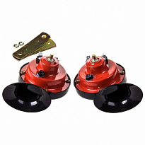 Сигнал звуковой УЛИТКА SKYWAY 015 d=90мм 12V 105dB сталь/пластик Красный/Черный 2 шт